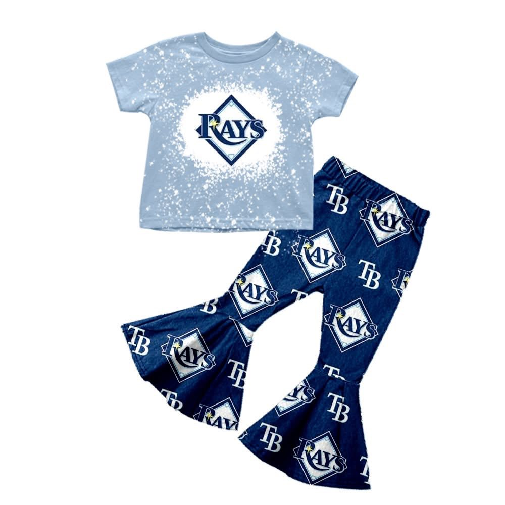 Custom moq 5 mix size milk silk eta 6-8weeks summer team blue baby girls clothes team short sleeve pants sets-25.7.15