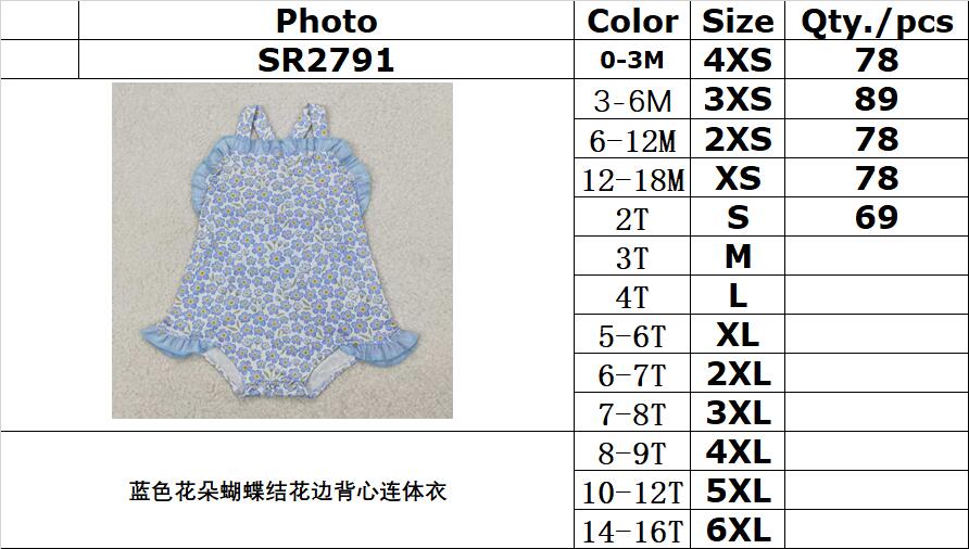 RTS NO MOQ ETA 5/7days arrived SR2791 Blue flower bow lace vest jumpsuit