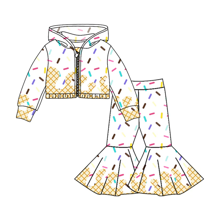 Custom moq 5 mix size milk silk summer teams baby girls clothes white hooded long sleeve pants sets-25.8.4