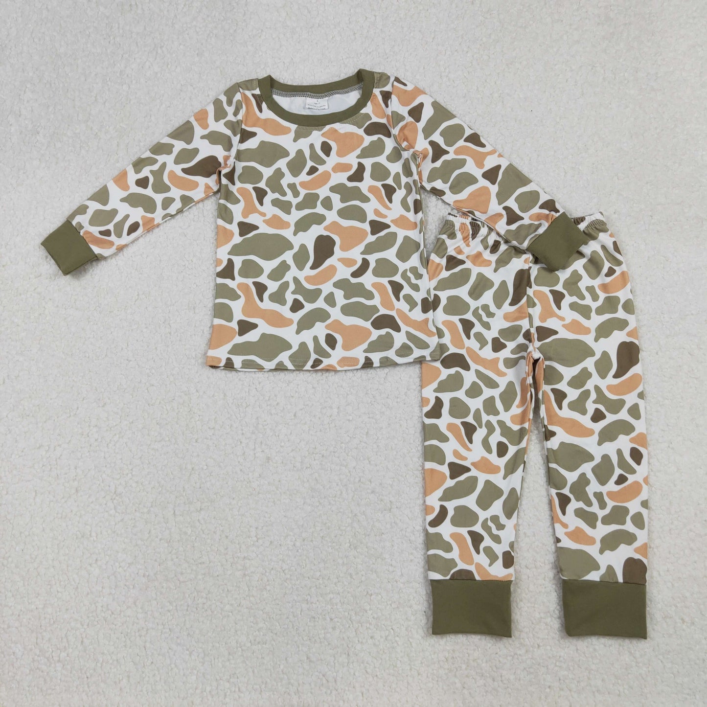 RTS NO MOQ(In Stock) BLP1228 Orange-Green Camouflage and White Long-Sleeved Pantsuit
