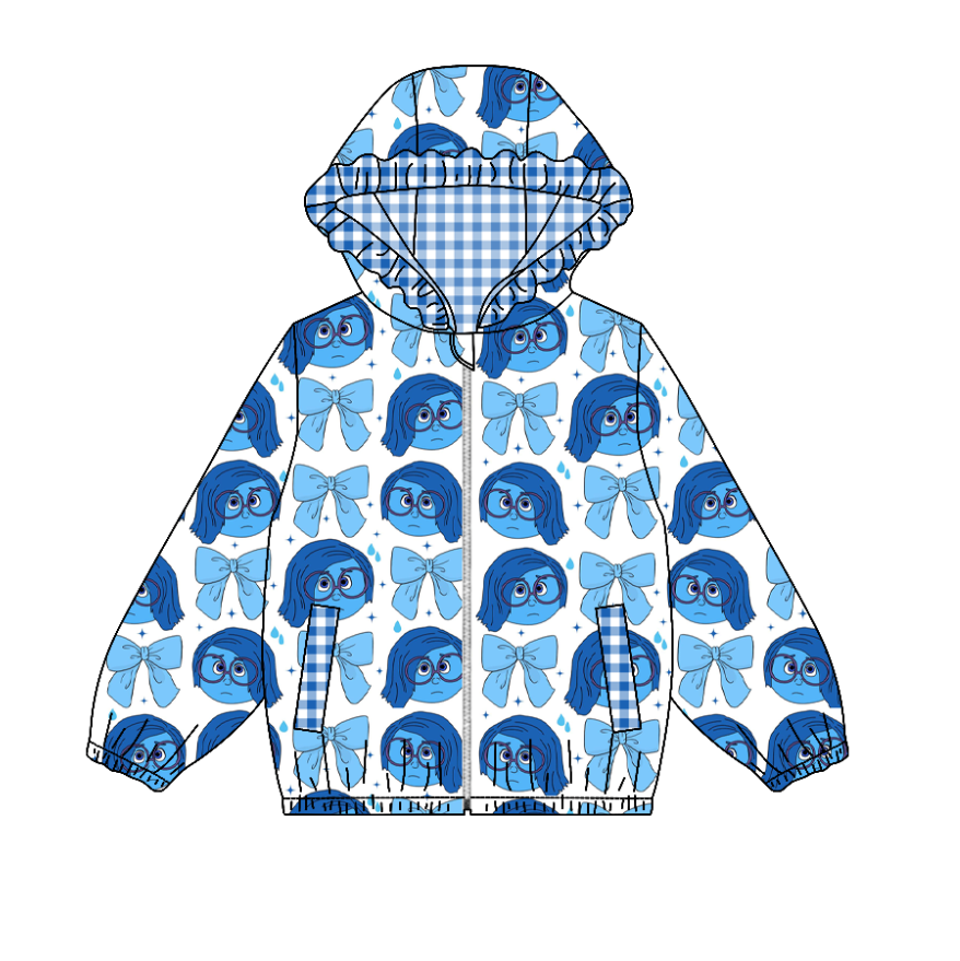 Custom moq 5 mix size milk silk summer baby girls clothes bow blue lace hooded long sleeve top-25.11.4