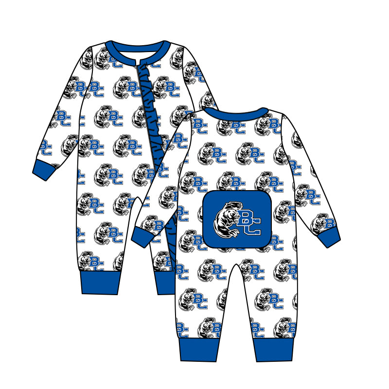 Deadline July 25th close custom no moq eta 6-7week Long Sleeve Team Jumpsuit Blue