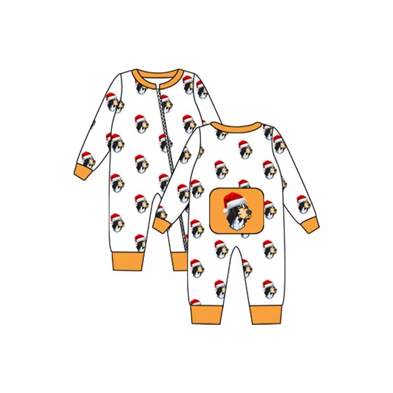 Custom moq 5 eta 6-8weeks baby boys clothes team Christmas white long sleeve romper