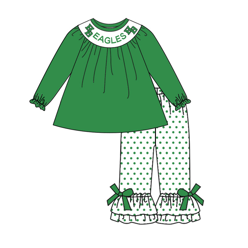 Custom moq 3 eat about 6/8weeks moq 5 eta 5/6weeks printed EAGLES green color long outfits