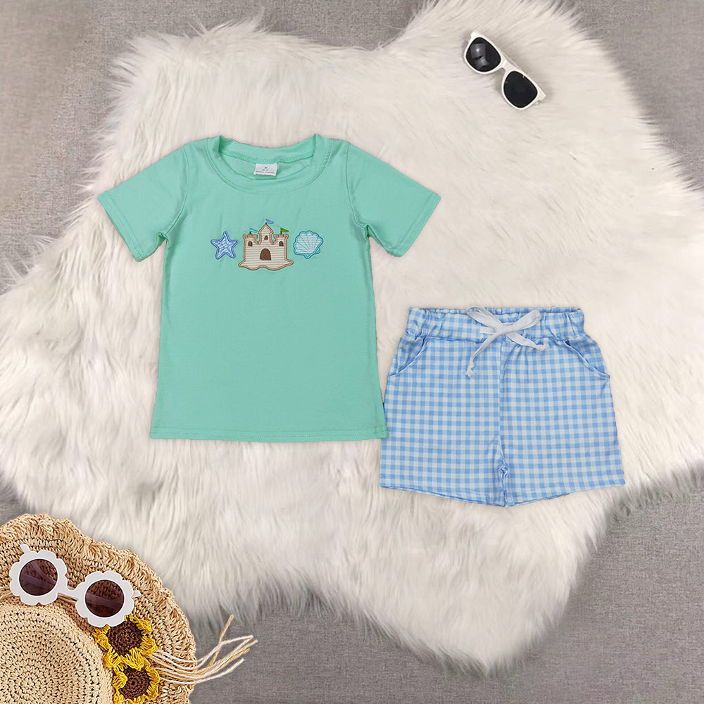 RTS NO MOQ baby girls clothes embroidery short sleeve Clothes Sets