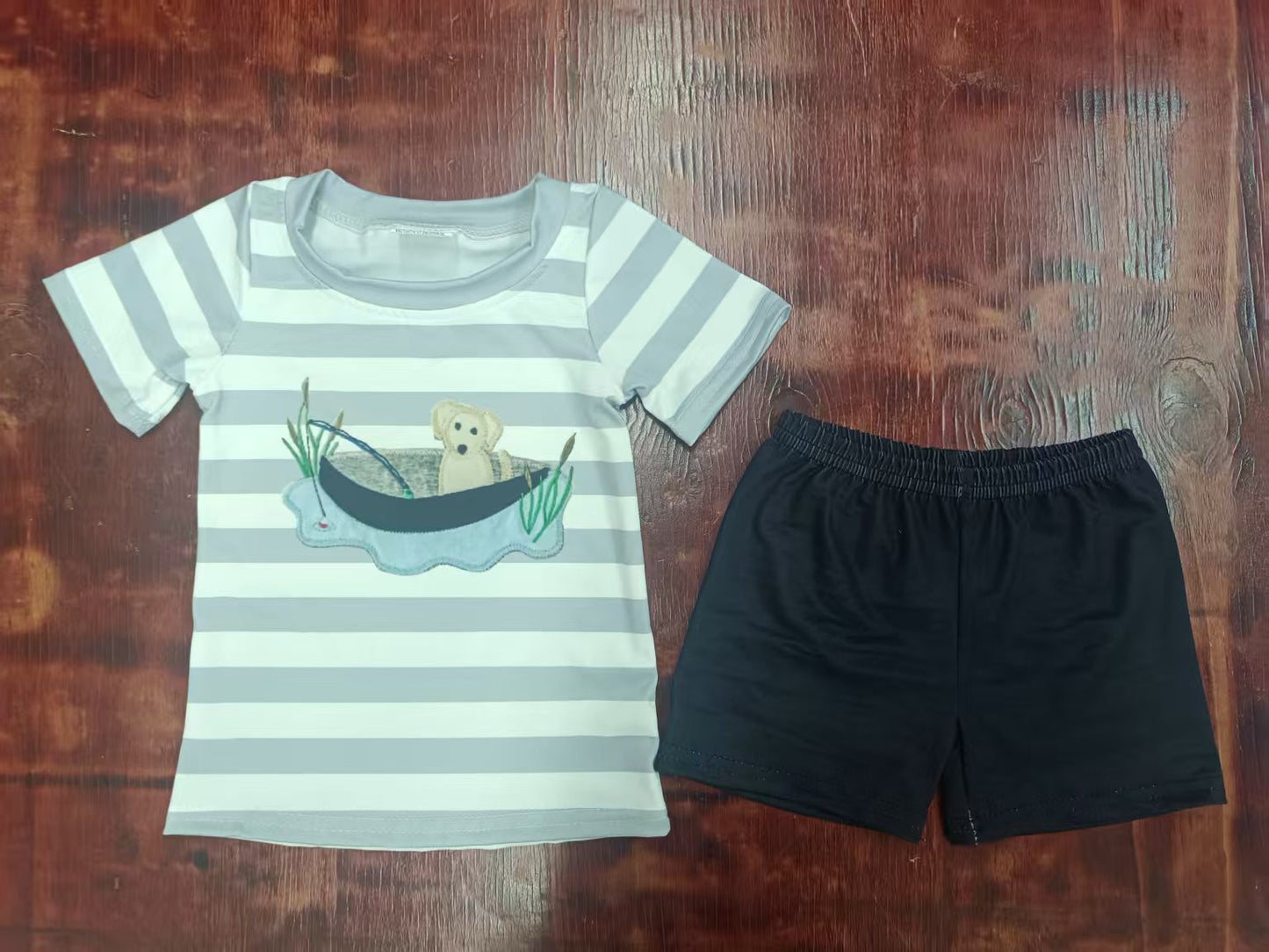 Custom moq 3 eta 6-7weeks baby boys clothes puppy short Sleeve shorts sets