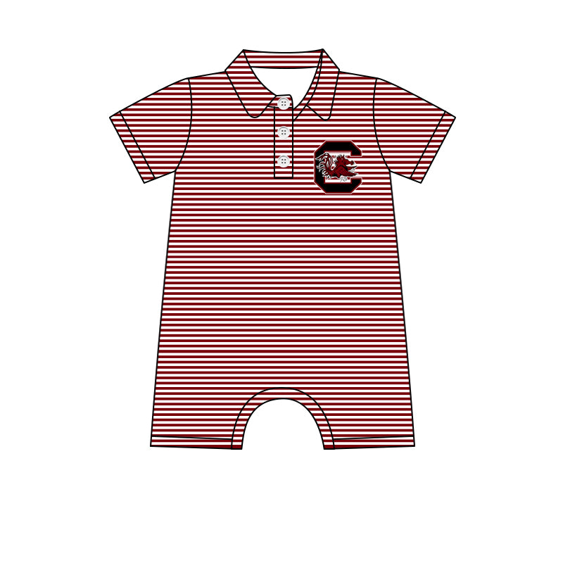 custom moq 3 eta 6-7weeks Maroon Striped Summer Romper