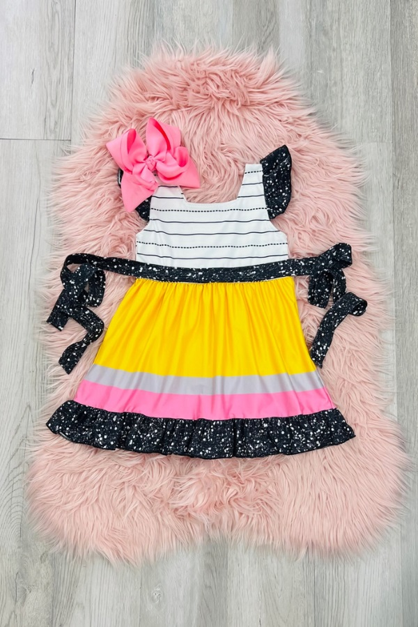RTS NO MOQ Sibling baby girl clothes back to school plaid short-sleeved dress