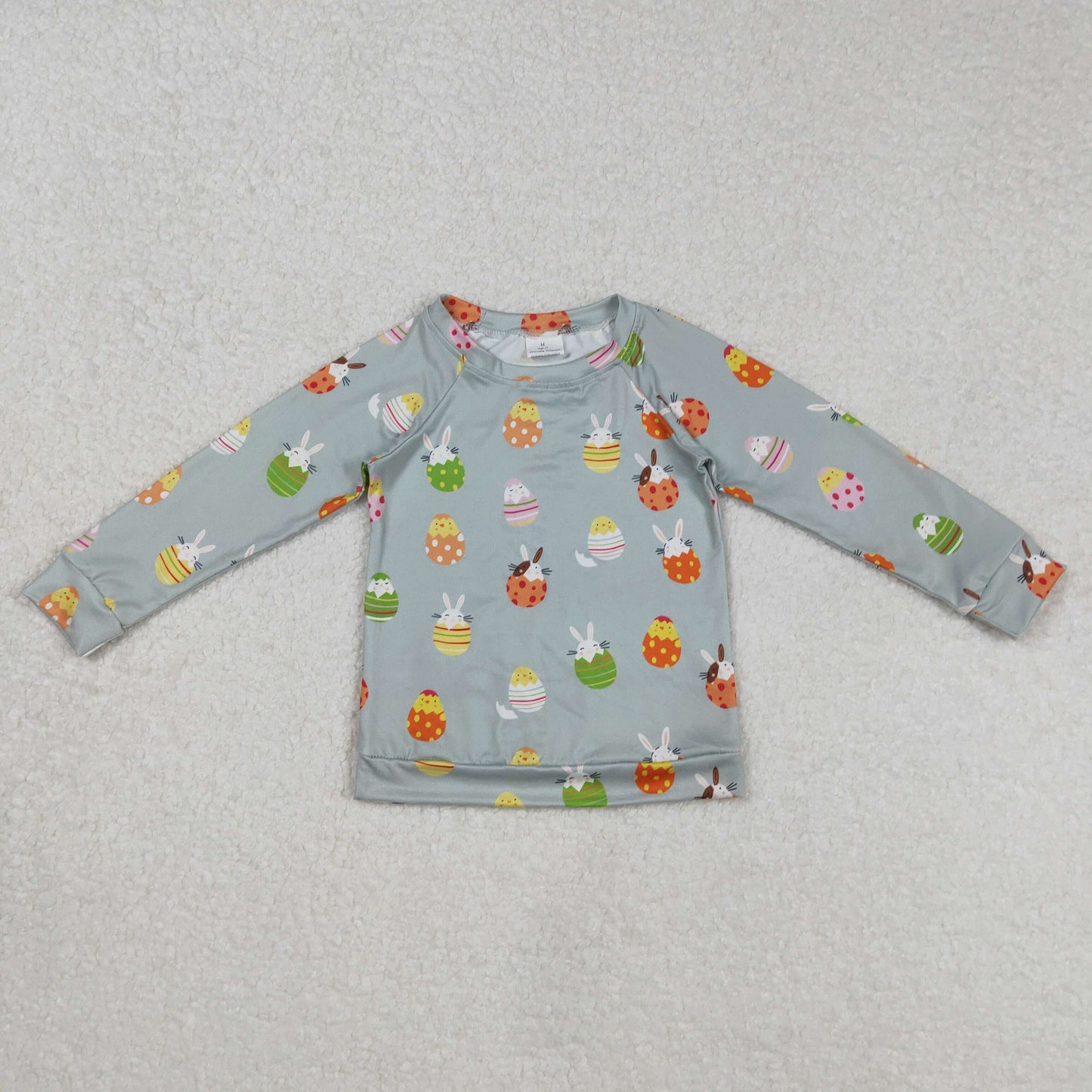 RTS NO MOQ(In Stock) Easter bunny egg blue-green long-sleeved top