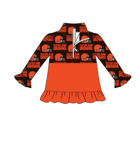 Deadline September 23 custom no moq eta 6-8weeks Orange Helmet Lettering Pattern-Lace Cuff Zipper Pullover Top