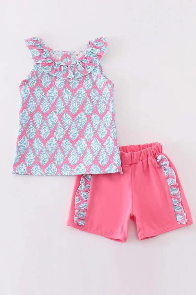 Custom moq 3 eta 7/8week moq 5 eta /4/5week baby girl clothes flying Sleeve Top Shorts Set