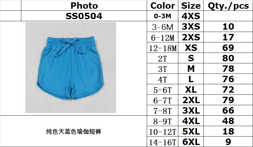 RTS NO MOQ SS0504 Solid sky blue yoga shorts