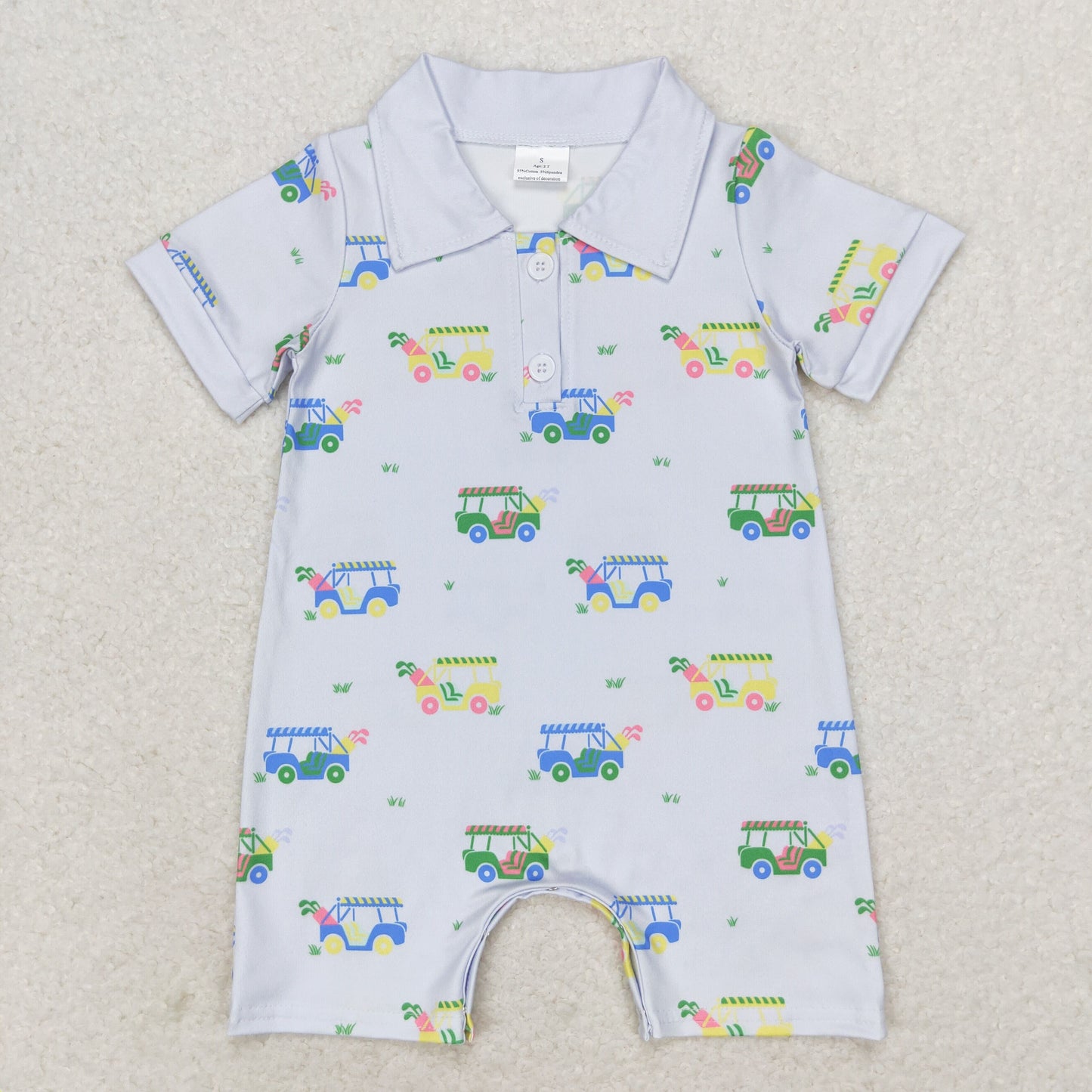 RTS NO MOQ(In Stock) Golf cart blue short-sleeved jumpsuit