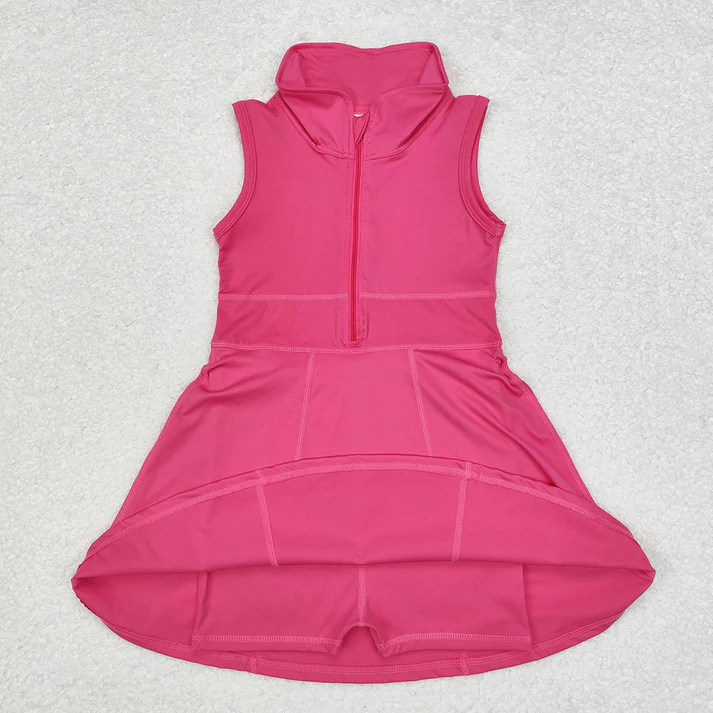 RTS NO MOQ Pure Rose Pink Yoga Wear Series Mixed Set: Short Skirt Set & Dress & Jumpsuit