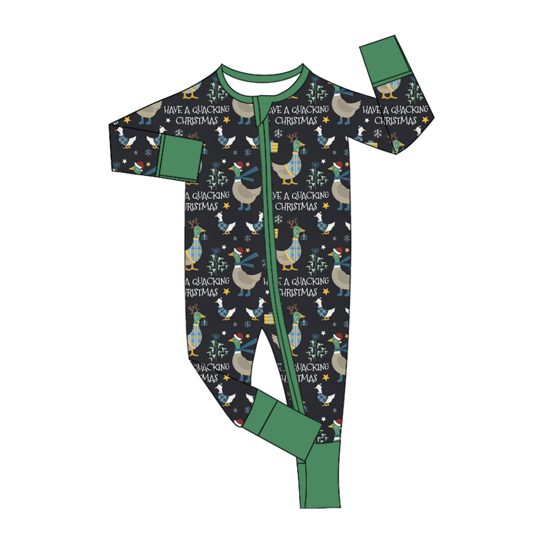 Custom moq 5 each style eta 6-7weeks baby boy clothes Christmas duck long sleeve pants sets and romper -25.8.5