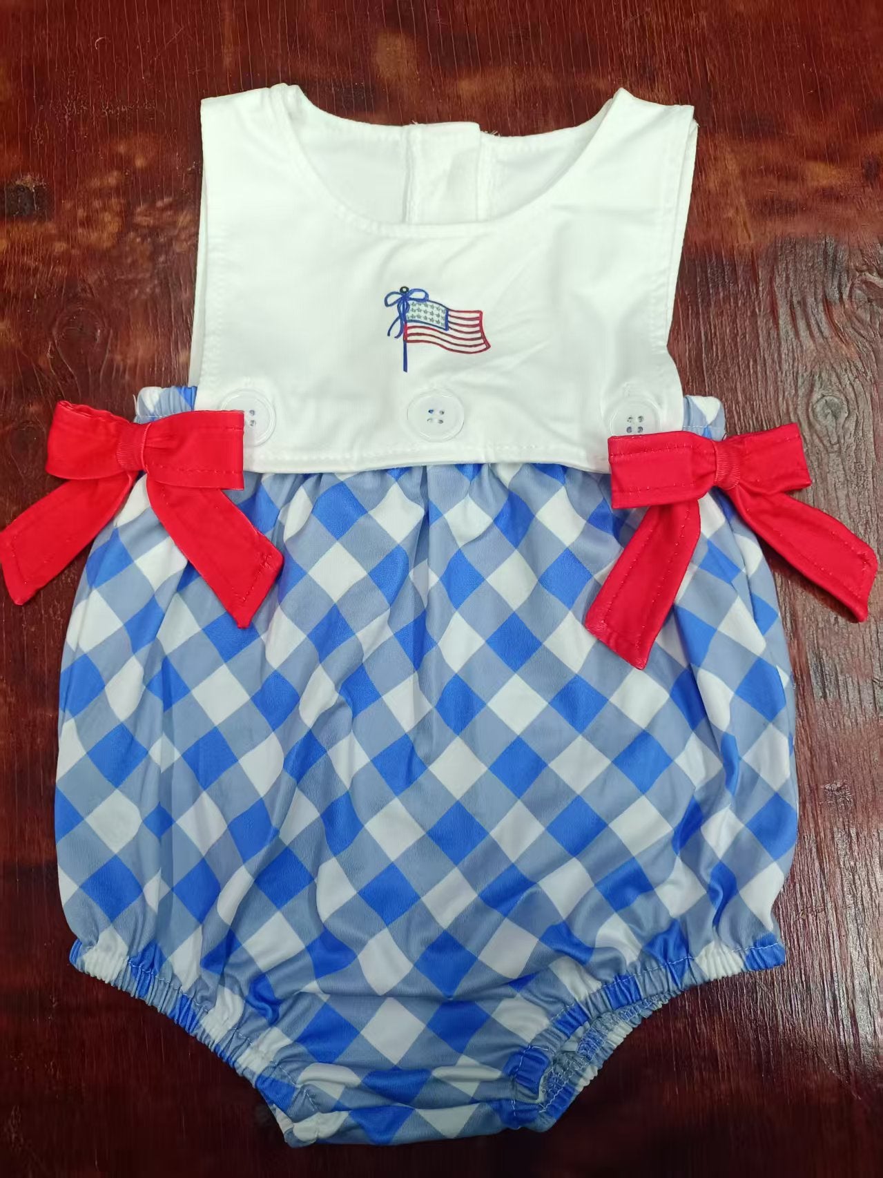 Custom moq 3 eta 6-7weeks baby girl clothes flag sleeveless romper