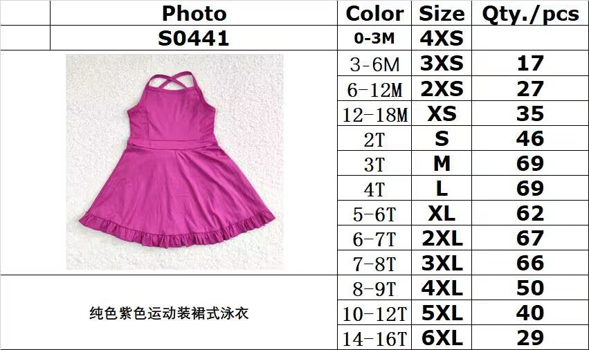 RTS NO MOQ ETA 5-7DAYS ARRIVED S0441 Pure purple sportswear skirt swimsuit