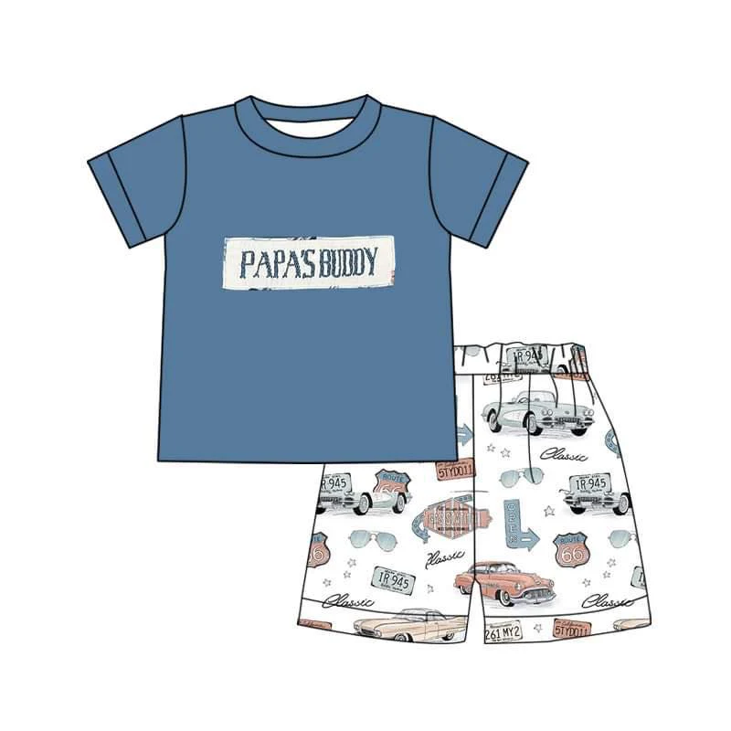 Deadline November 3 custom no moq eta 6-8weeks Haze blue letter short-sleeved shorts suit