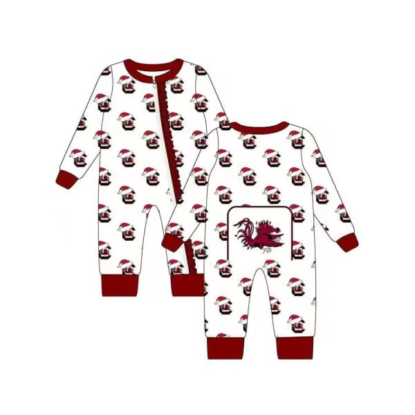 Custom moq 5 eta 6-8weeks garnet and white polo with the Caro symbol girls romper