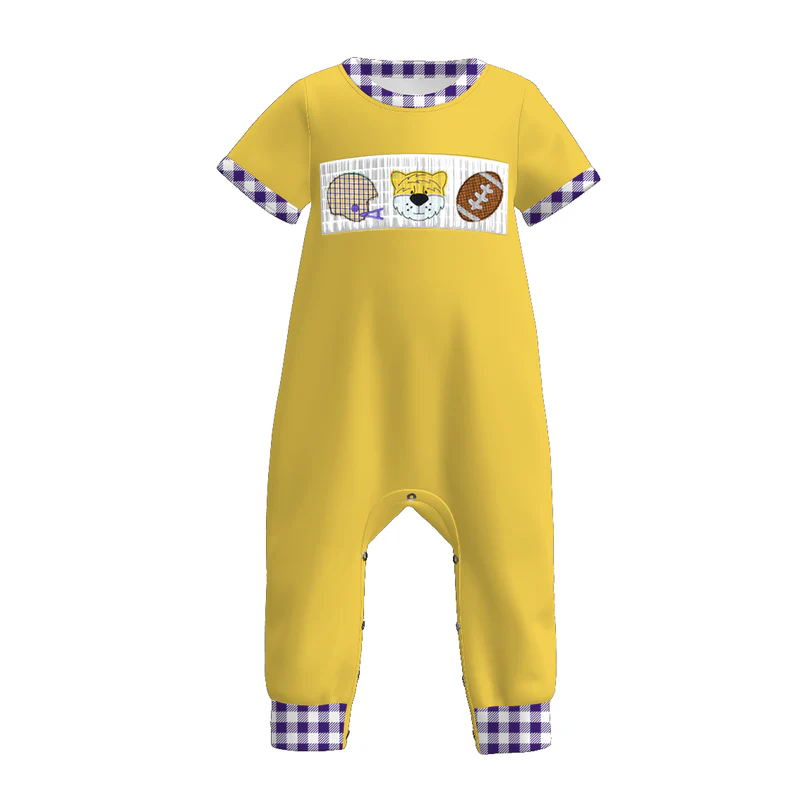 Custom summer teams baby girls clothes team purple short sleeve shorts sets dress romper-25.7.15