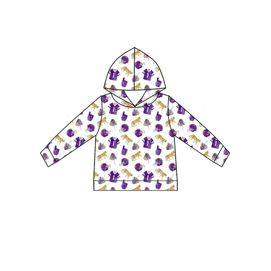 custom moq 5 mix size ATL062505 Baby Boys Purple Team Print Top Shorts Set With Matching Sleeveless Romper