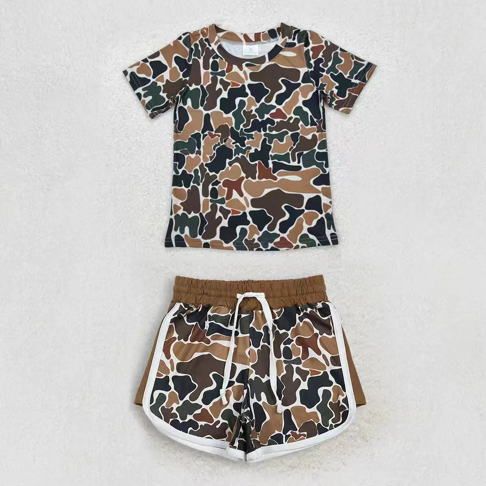 RTS NO MOQ sibling baby boy clothes camouflage long sleeved setS