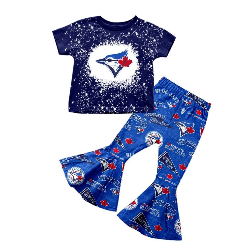 Custom moq 5 mix size milk silk eta 6-8weeks summer team blue baby girls clothes team short sleeve pants sets-25.7.15