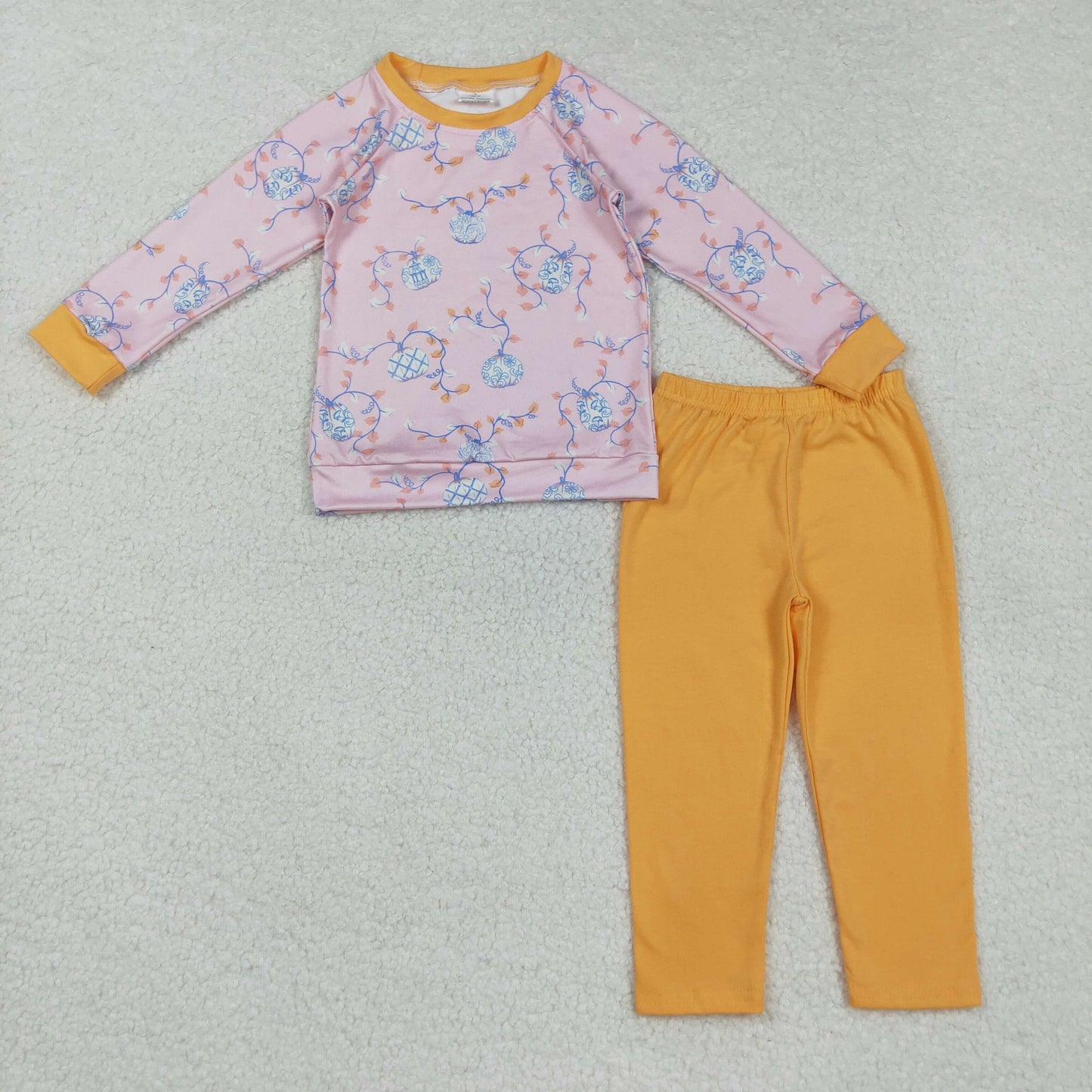 RTS NO MOQ(In Stock) BLP0835 Pumpkin leaf long-sleeved orange trouser suit