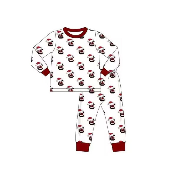 Custom moq 5 tat about 6-8 weeks garnet and white polo with the Caro symbol boys pajamas sets