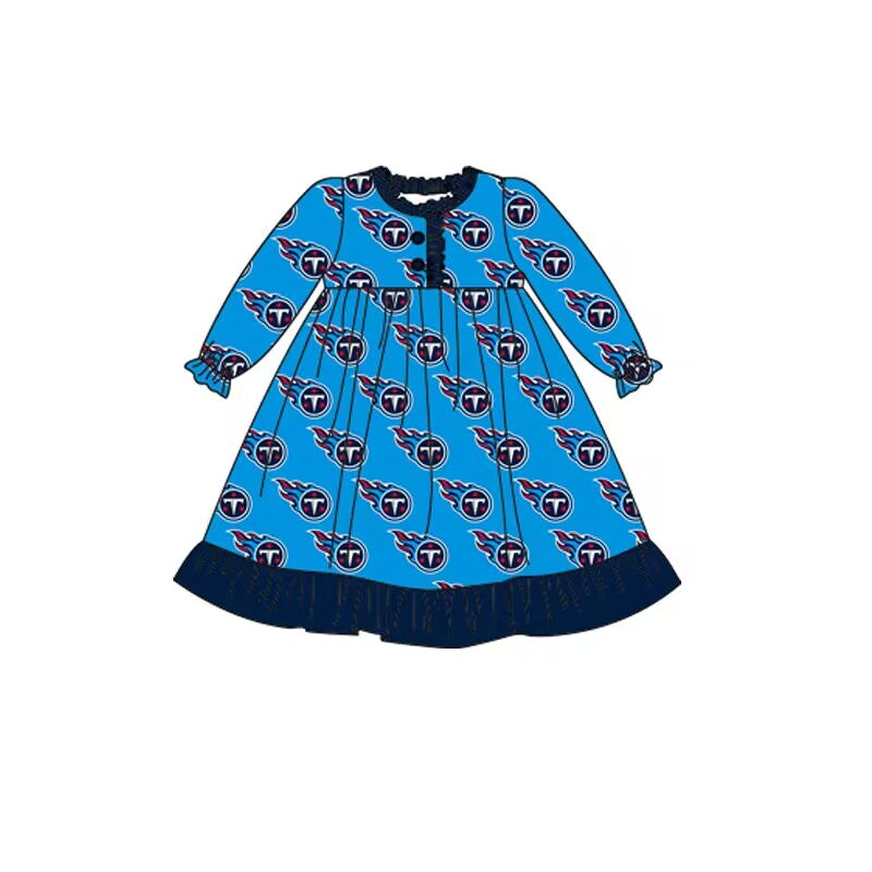 Cmoq 5 tat about 6-8 weeks baby girls clothes team blue long sleeve dress