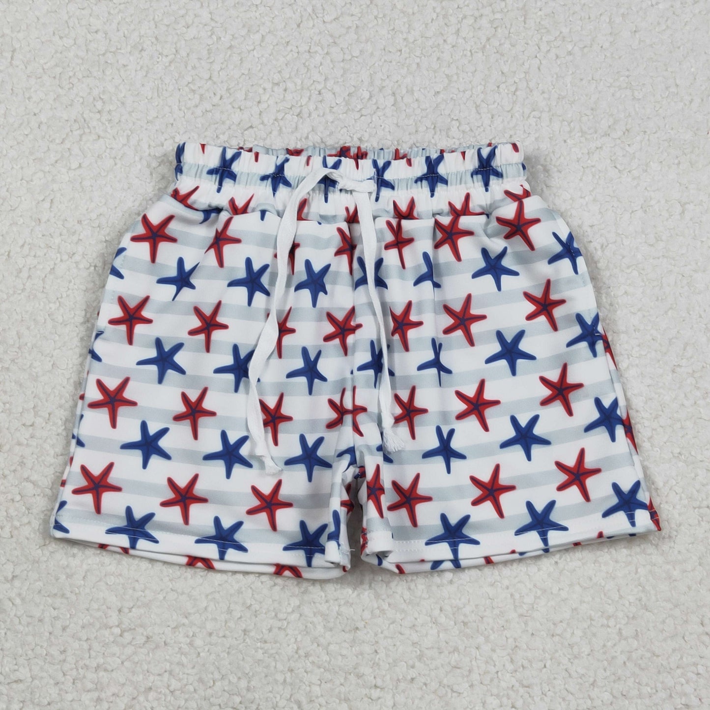 RTS NO MOQ(In Stock) Starfish Green Striped Swim Trunks