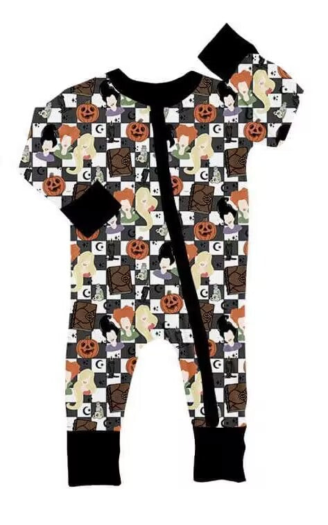 Deadline August 21 custom no moq eta 6-7weeks Long Sleeve Pumpkin Romper with zipper