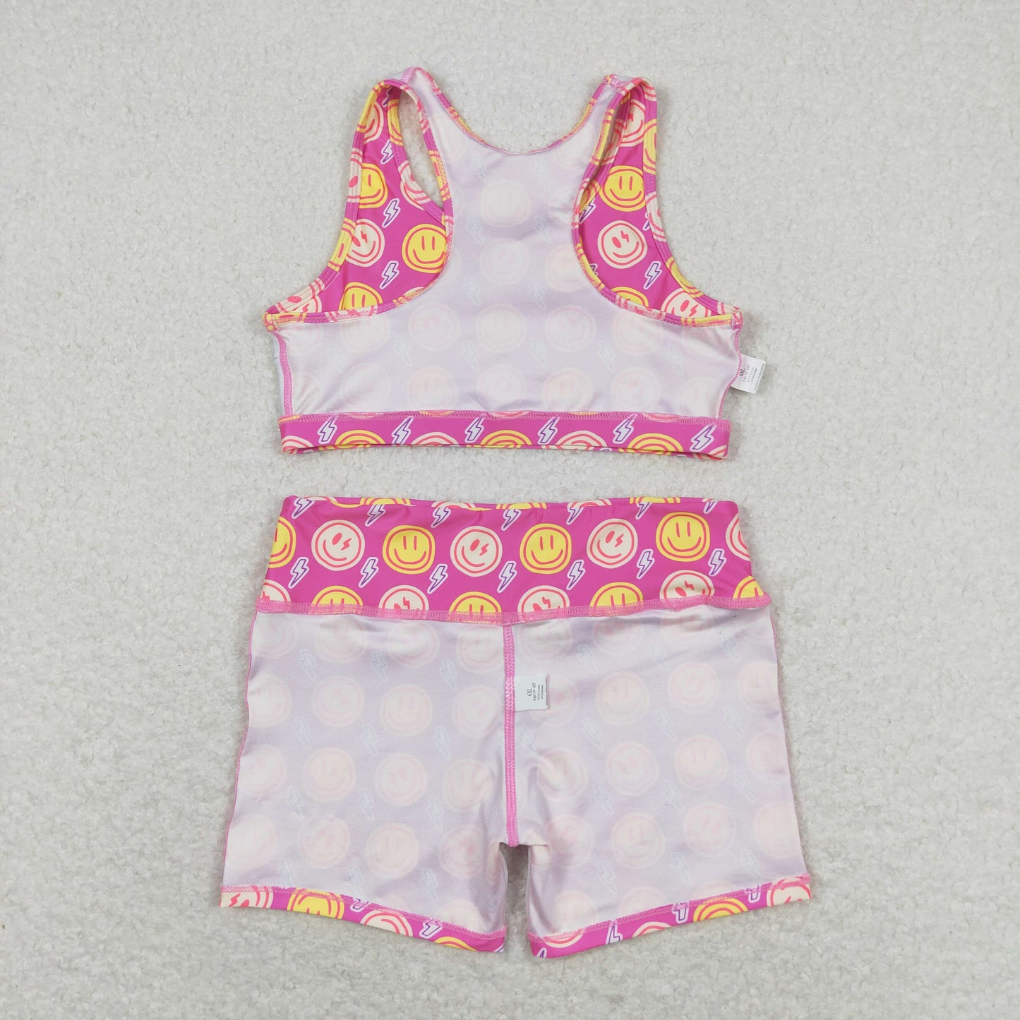 rts no moq GT0520+SS0217 Smiley lightning rose red sleeveless top Shorts sets