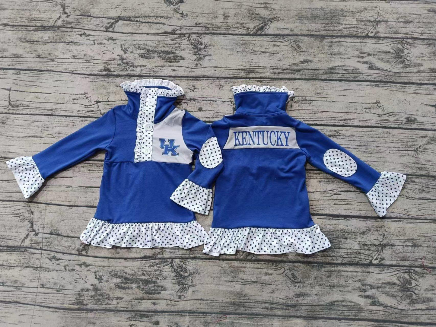Custom moq 5 mix size milk silk baby girls clothes team blue long sleeve top-25.8.2