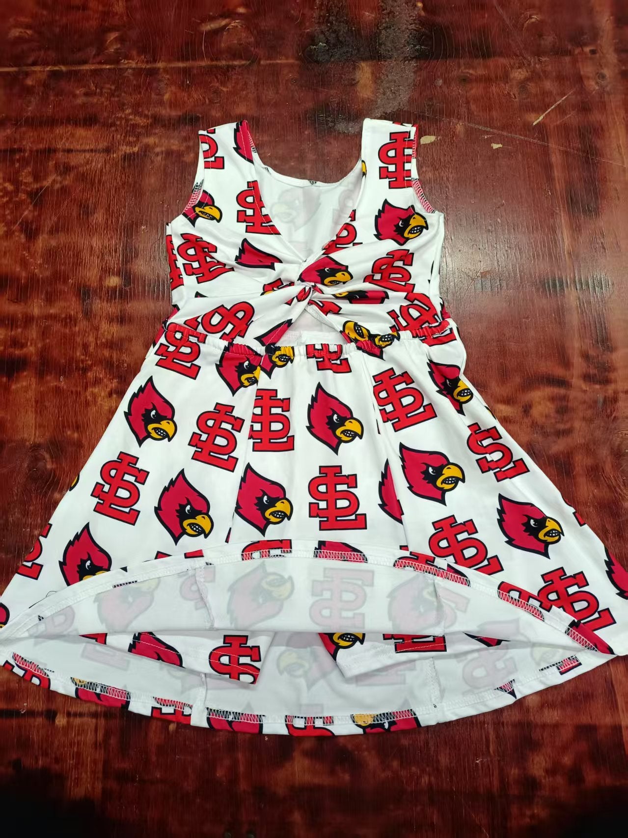 Custom moq 3 eta 6-7weeks baby girl clothes team red sleeveless dress-25.5.9