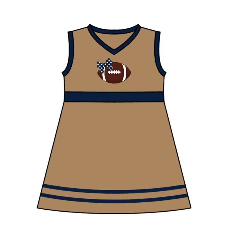 Custom MOQ 3 MIX SIZE ETA 6-7weeks team baby girls clothes khaki sleeveless dress