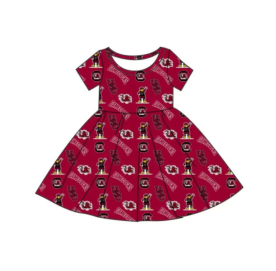 custom moq 5 eta 6-7weeks Clothes duck red short-sleeved dress