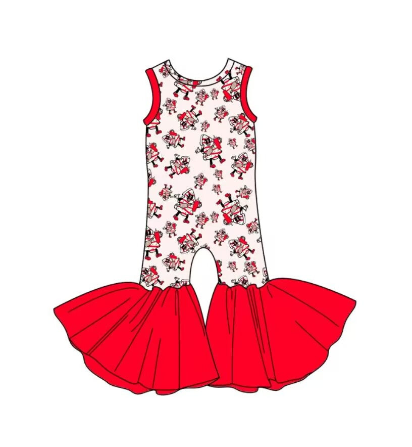 custom moq 5 eta 6-7weeks baby girls clothes Christmas red sleeveless Summer jumpsuit