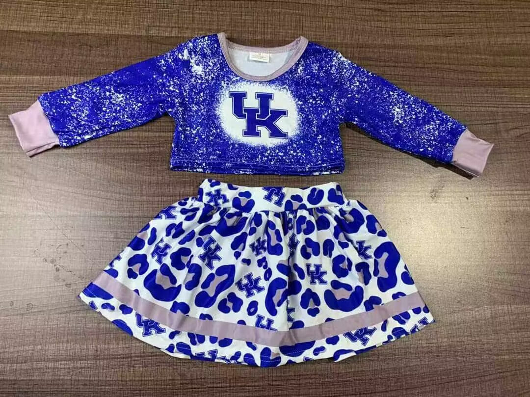 custom moq 3 eta 5-6 weeks Summer team girls UK blue long sleeve top shorts suit