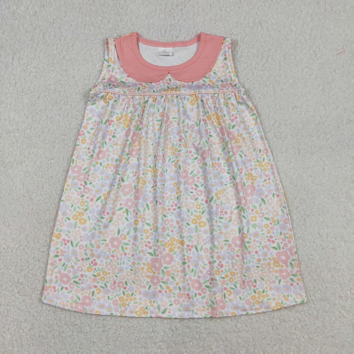 RTS NO MOQ(In Stock ) GSD3226 Floral print sleeveless dress with Peter Pan collar