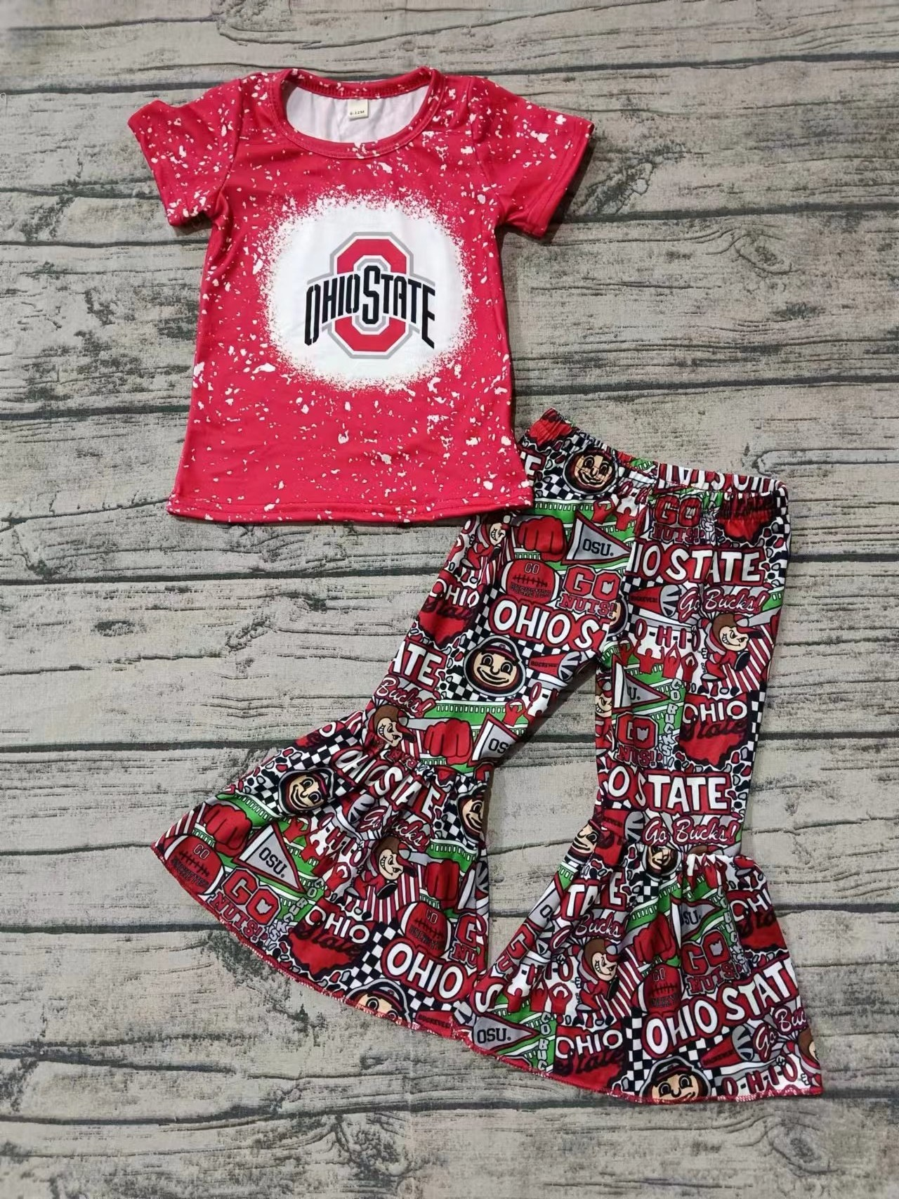 Custom summer teams baby girl clothes team brick red short sleeve pants sets-25.8.2