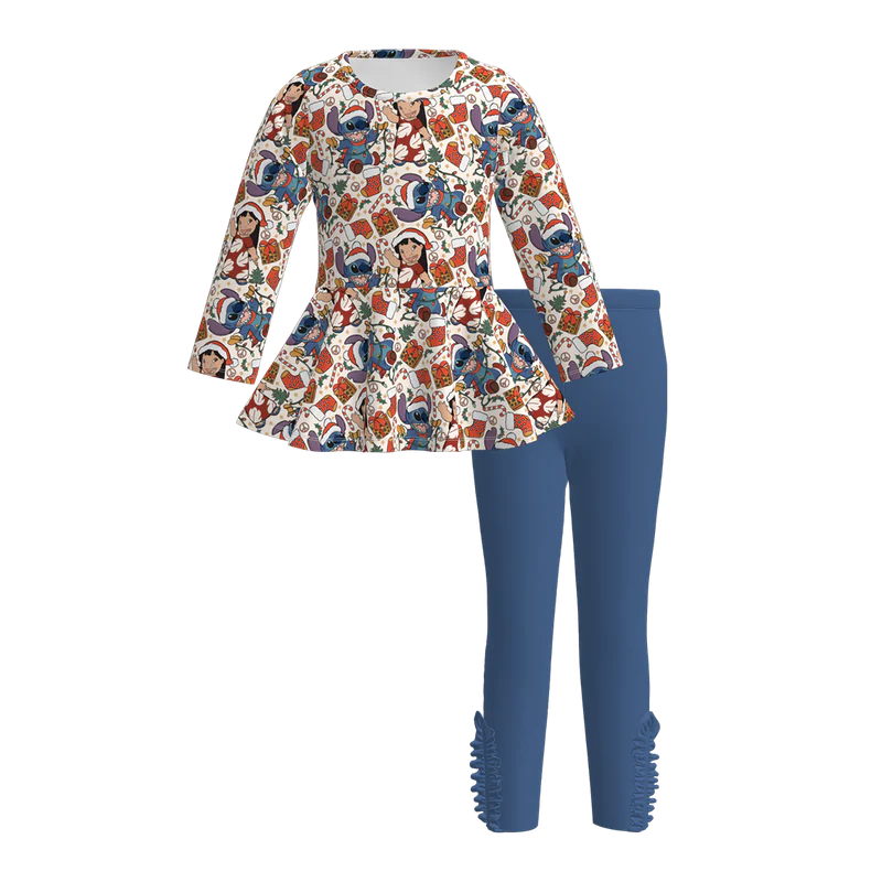 Custom moq 5 each style eta 6-7weeks baby girl clothes long sleeve pants sets 1 and sets 6-25.7.19
