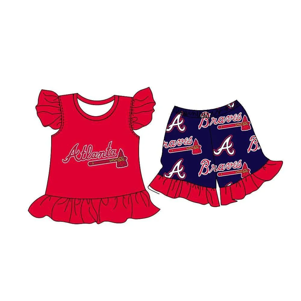 Deadline: May 22 custom no moq eta 5-6week altanta A Summer red girls short sleeve shorts suit