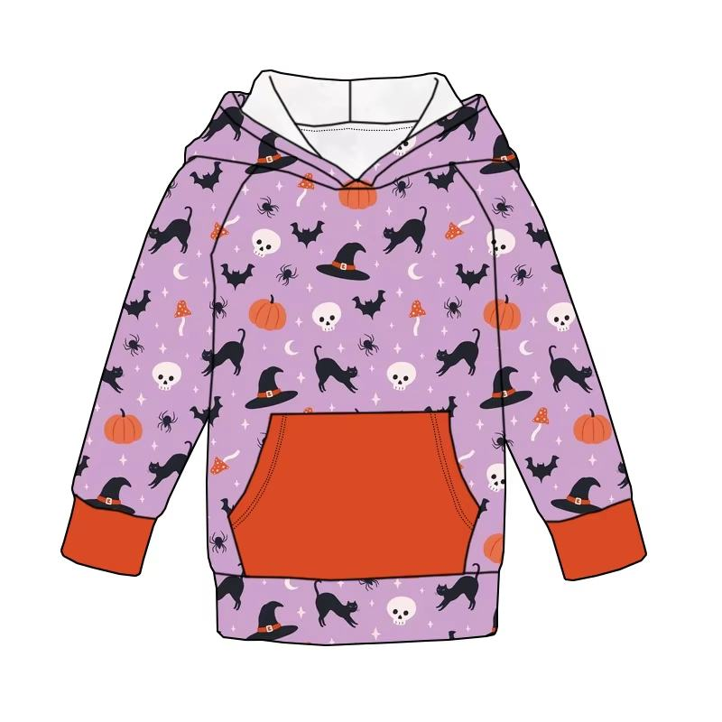 Custom moq 5 each style eta 6-7weeks baby girl clothes halloween bat hooded long sleeve top-25.8.1