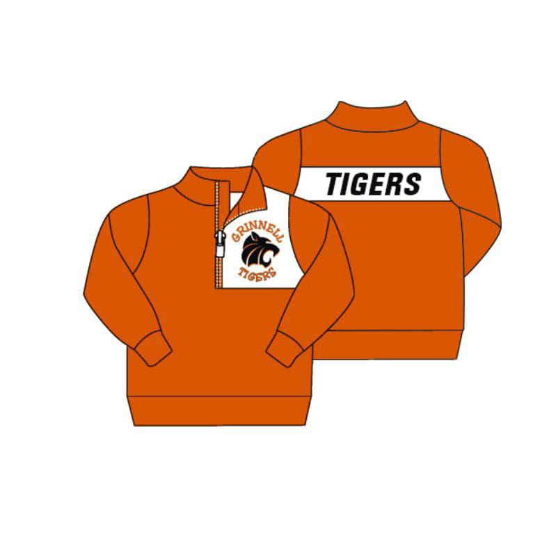 custom moq 3 eta 6-8weeks baby boys clothes orange button-down pullover