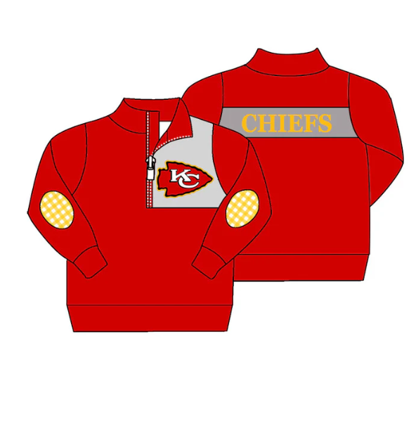 Deadline September 23 custom no moq eta 6-8weeks Red Arrow Letters Zip-Up Pullover