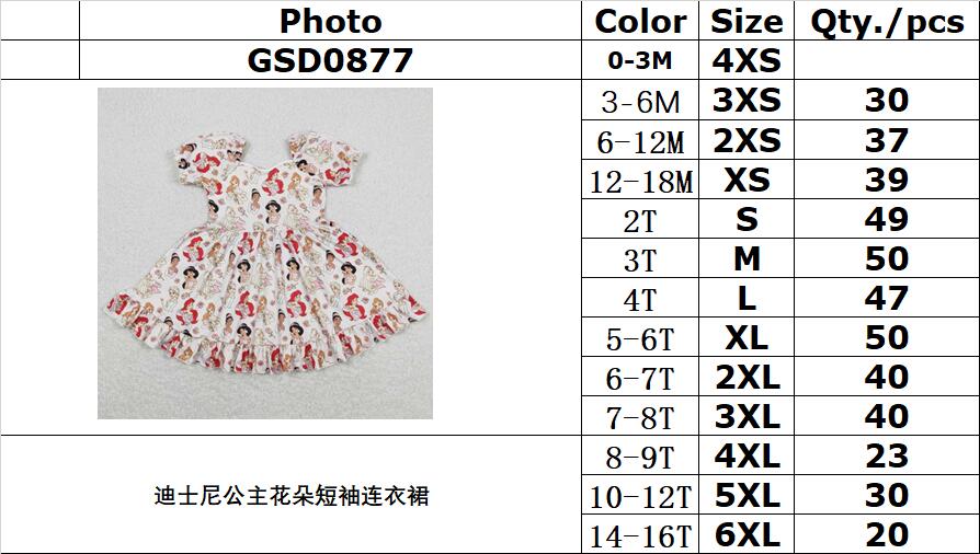 Cute Clothes GSD0877 Baby Girl Short-Sleeved Dress Cute Little Girl Outfit Toddler Kids Clothing Summer Dress