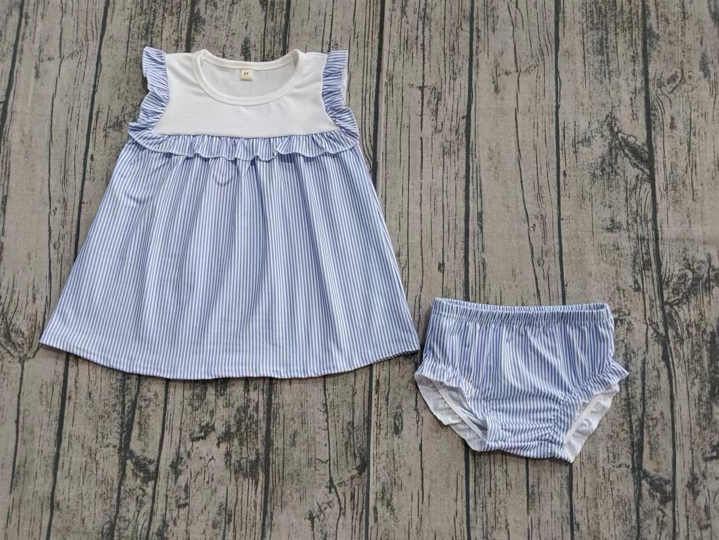 Custom moq 3 eta 6-7weeks baby girl clothes blue sleeveless briefs sets-25.7.16