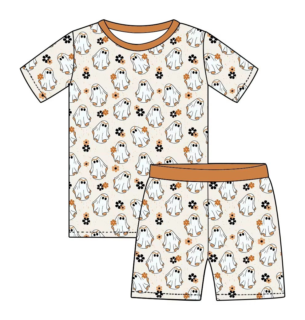 Custom moq 5 each style eta 6-7weeks baby boy clothes ghost short sleeve shorts sets-25.8.1