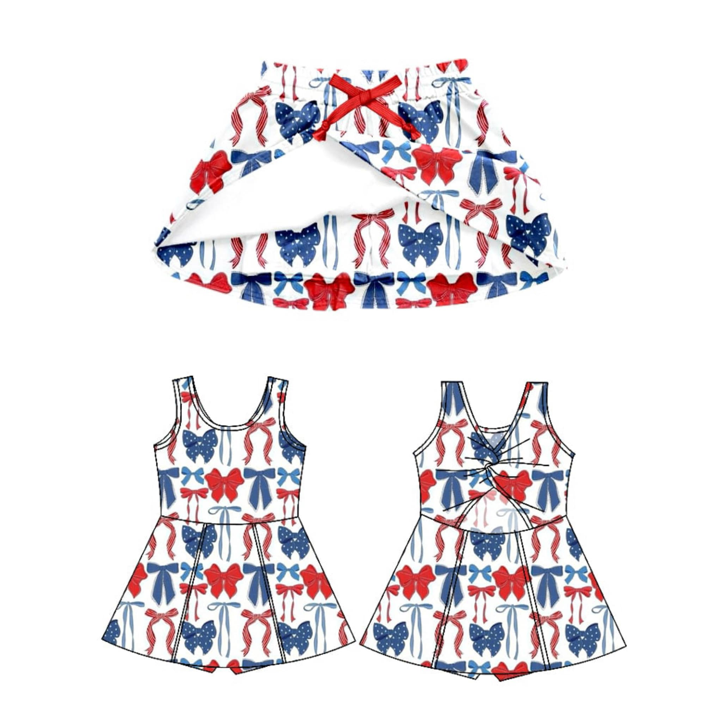 Custom moq 5 baby kids girls ksirts with dress Blue bow skirt shorts